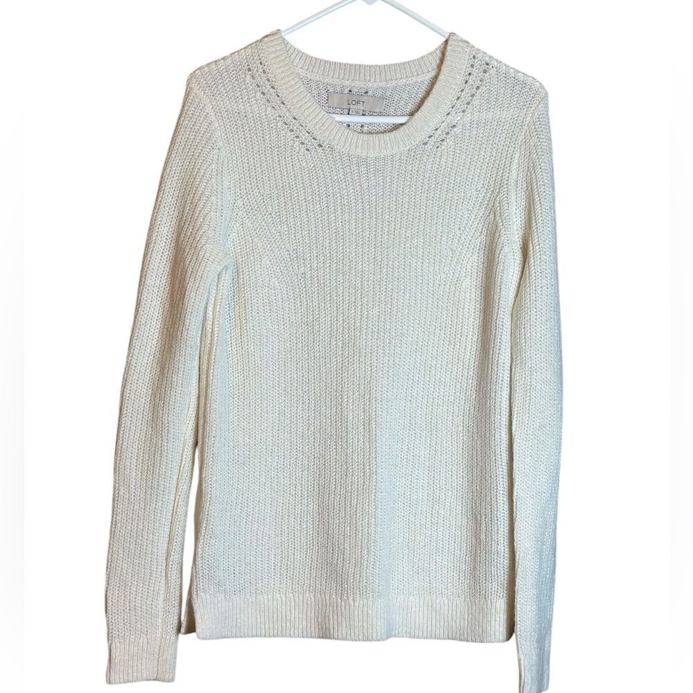 Loft Long Sleeve White / Cream Mohair Blend Sweater Size‎ Small 📦